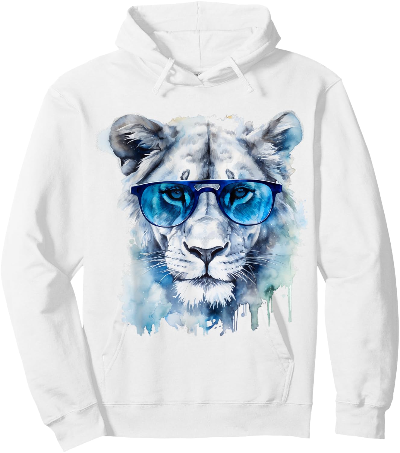 White Lion Artwork - Animal Sunglasses Art Lion Hoodie - Hoodie | White
