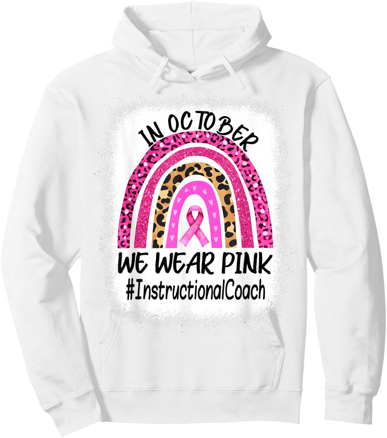 Instructional Coach Rainbow Women Breast Cancer Awareness Hoodie - Hoodie | White
