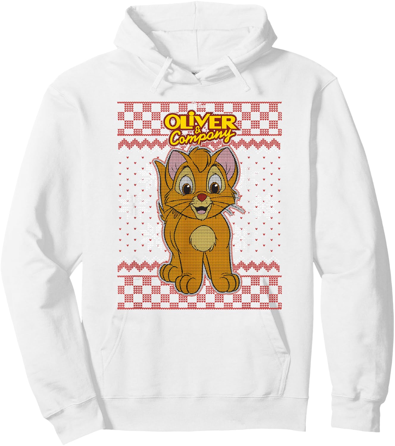 Disney Oliver & Company Christmas Oliver Ugly Sweater Style Hoodie - Hoodie | White