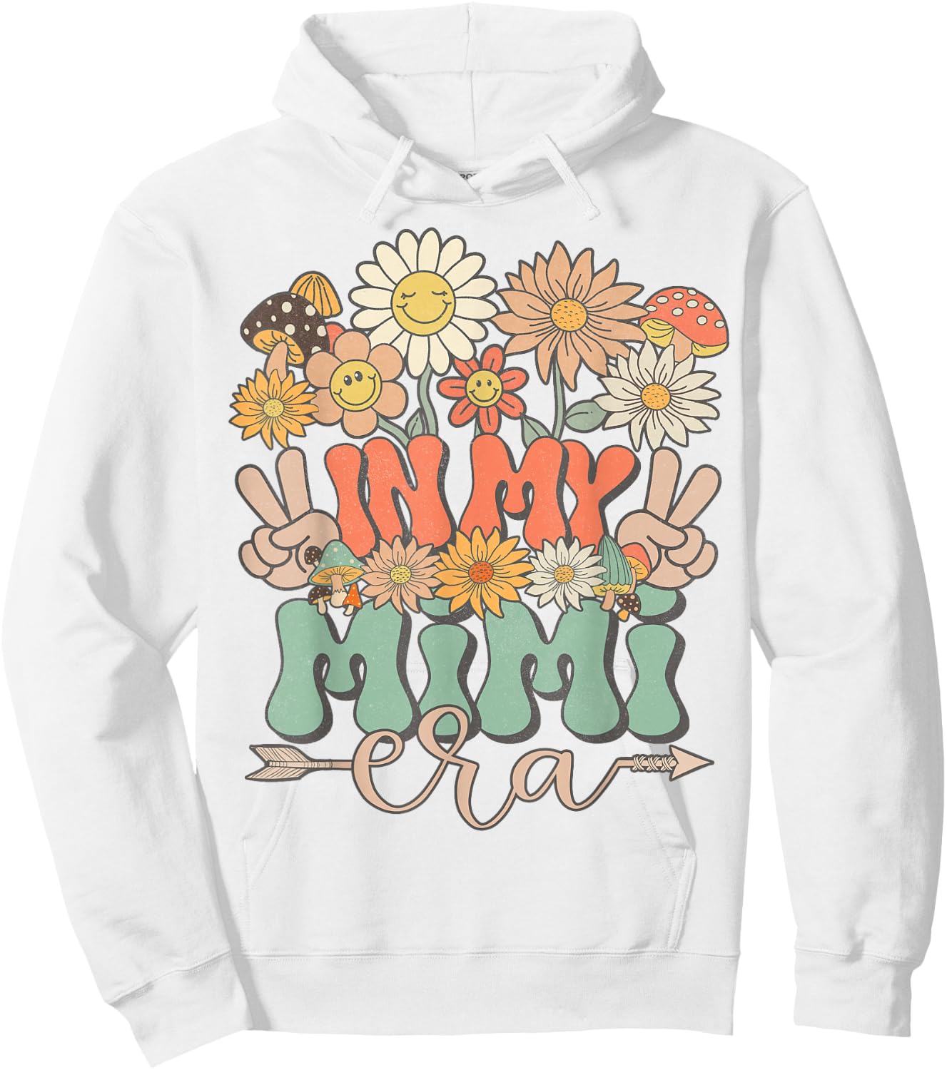 In My Mimi Era Floral Hippie Groovy Retro Daisy Mother's Day Hoodie - Hoodie | White
