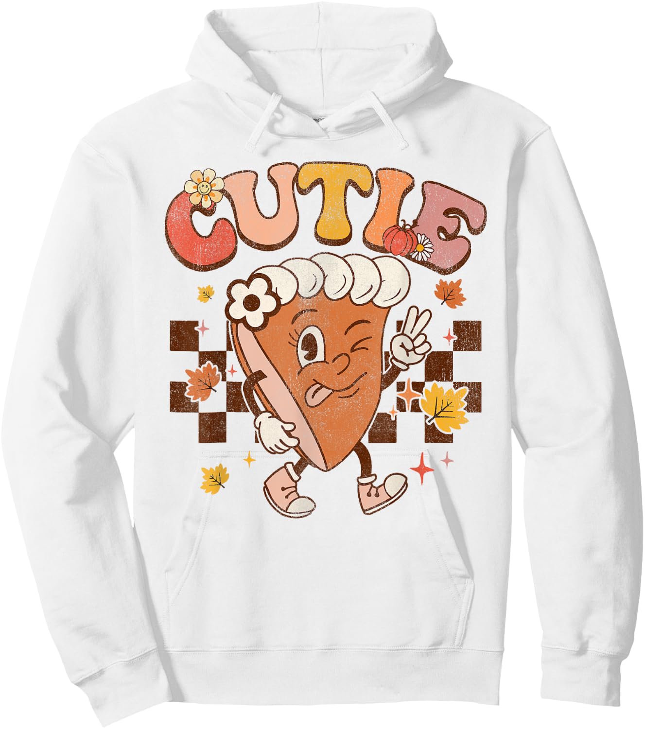 Groovy Retro Pumpkin Pie Cutie Thanksgiving Pie Dinner Hoodie - Hoodie | White