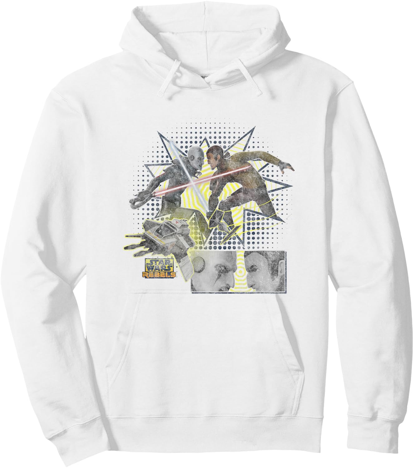 Star Wars Rebels Grand Inquisitor VS Kanan Jarrus Distressed Hoodie - Hoodie | White