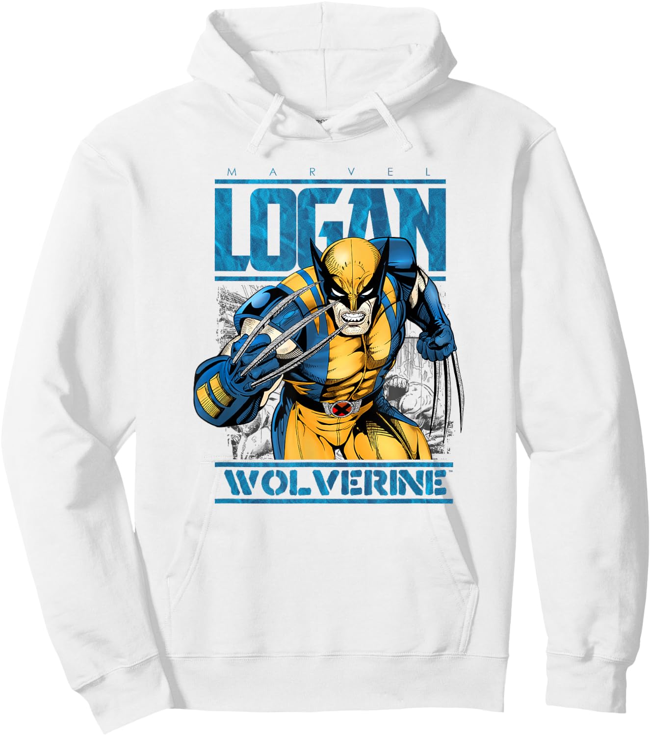 Marvel Wolverine Classic Logan Retro Comic Logo Hoodie - Hoodie | White