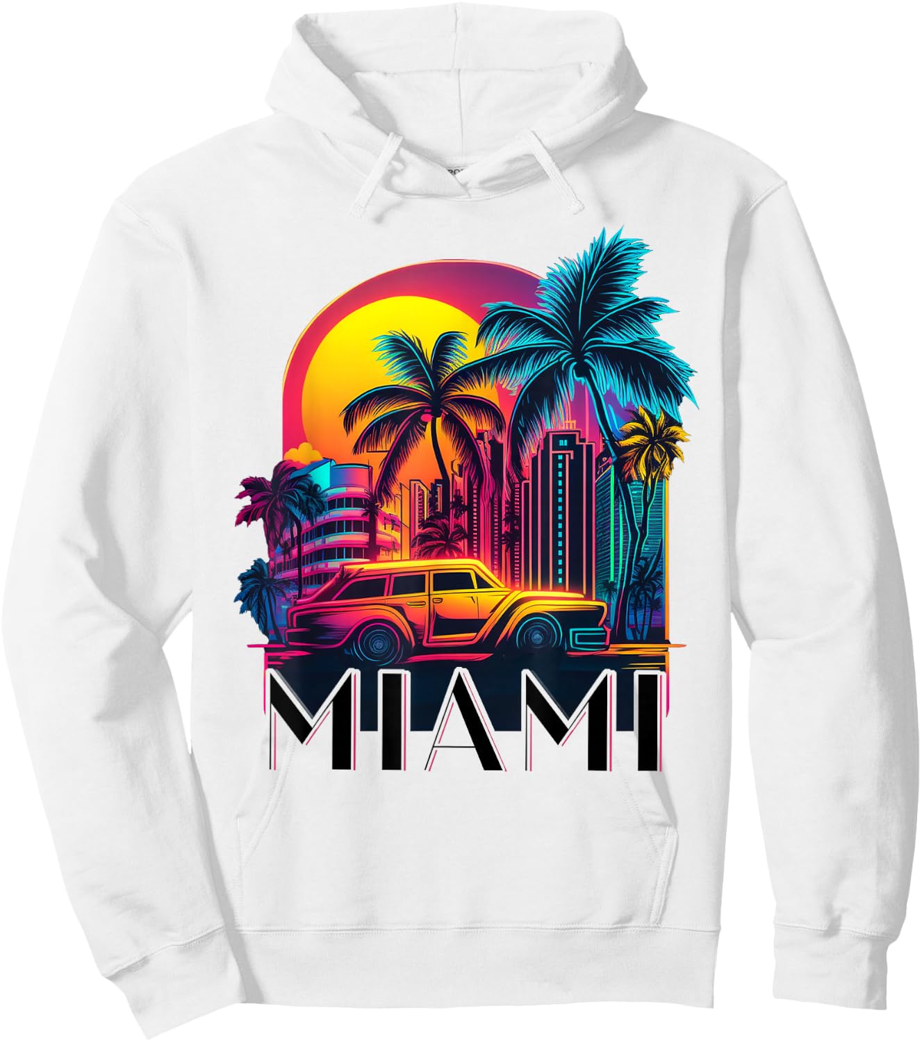 Miami Men Florida Vibrant Colorful Miami Souvenir Hoodie - Hoodie | White