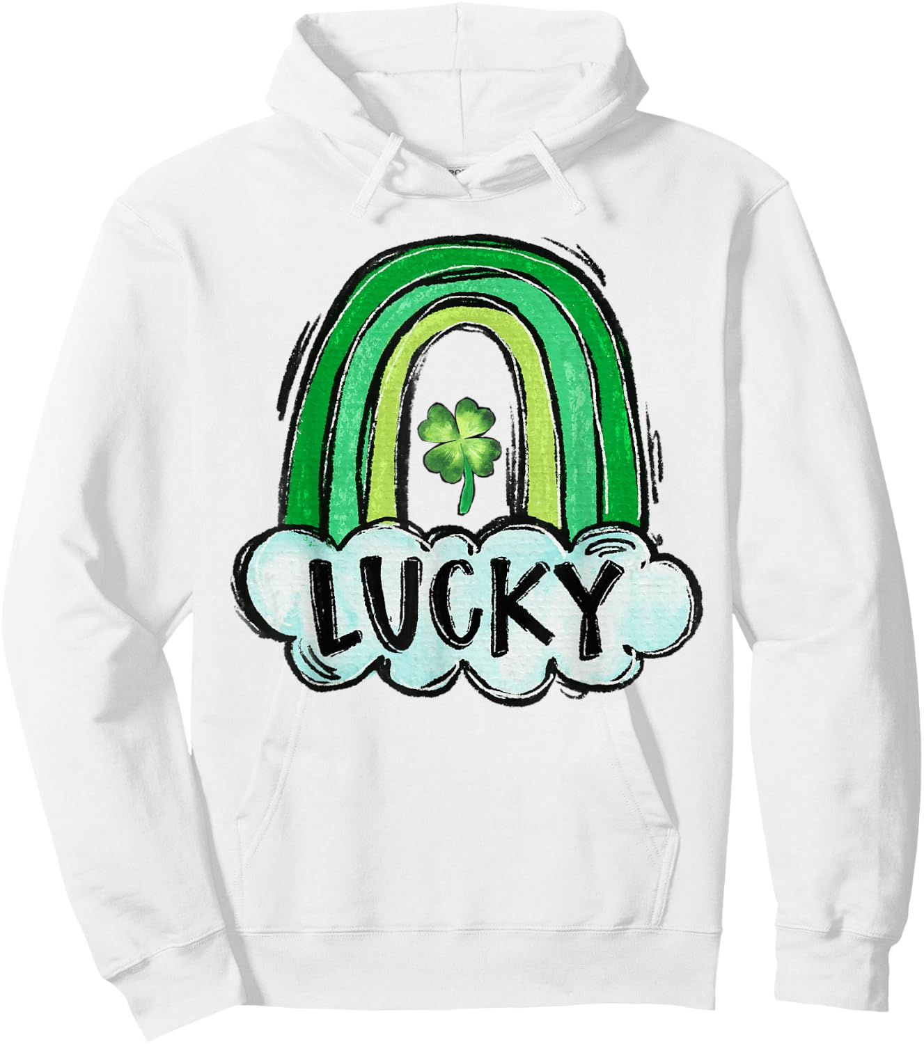 Lucky Rainbow St. Patrick's Day Shamrock Irish Women Girls Hoodie - Hoodie | White