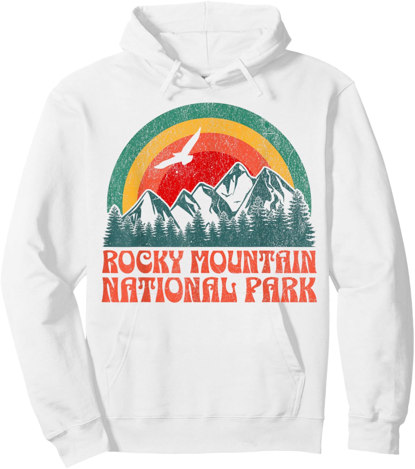 Rocky Mountain National Park Colorado USA Outdoor Women's Retro Yellow Modern Short Sleeve , Small Hoodie - Hoodie | White