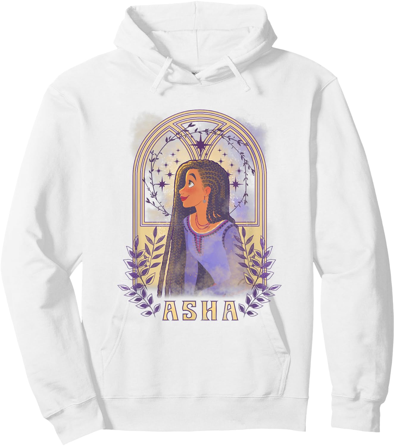 Disney Wish Asha & Star Watercolor Nouveau Window Portrait Hoodie - Hoodie | White