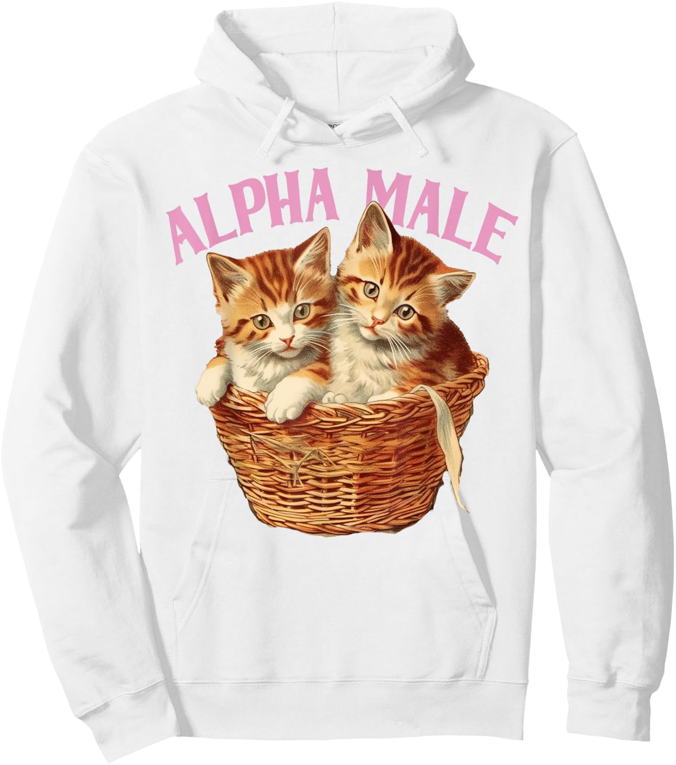 Funny Ironic Alpha Cat Male Kitten Joke Weird Y2K Humor Hoodie - Hoodie | White