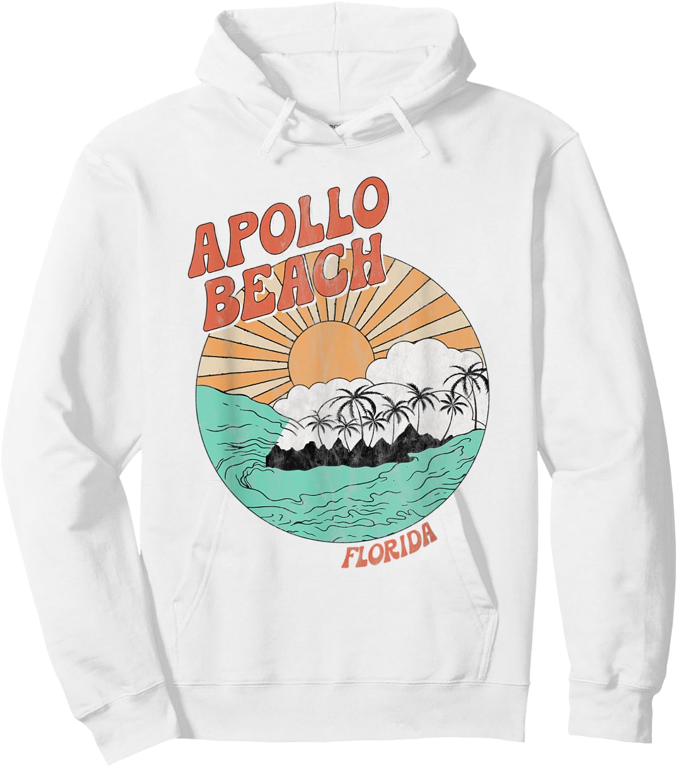 Vintage Apollo Beach Florida Palm Trees FL Retro Hoodie - Hoodie | White