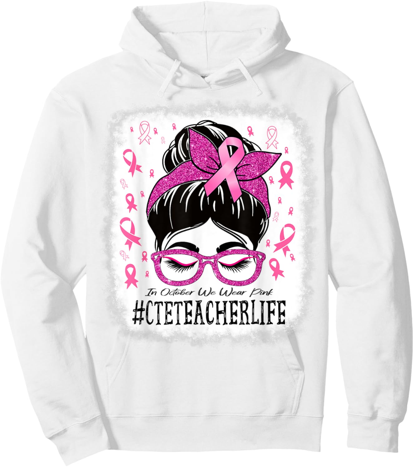 CTE Teacher In October We Wear Pink Breast Cancer Awareness Hoodie - Hoodie | White