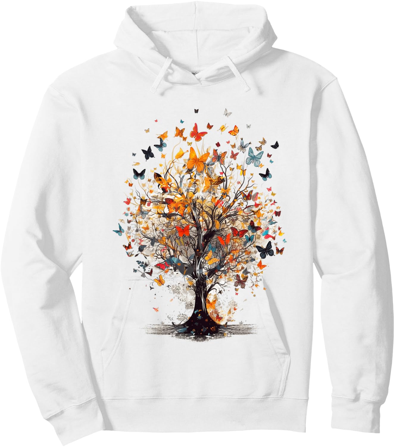 Beautiful Butterfly Tree | Nature Lover Colorful Girls Women Hoodie - Hoodie | White