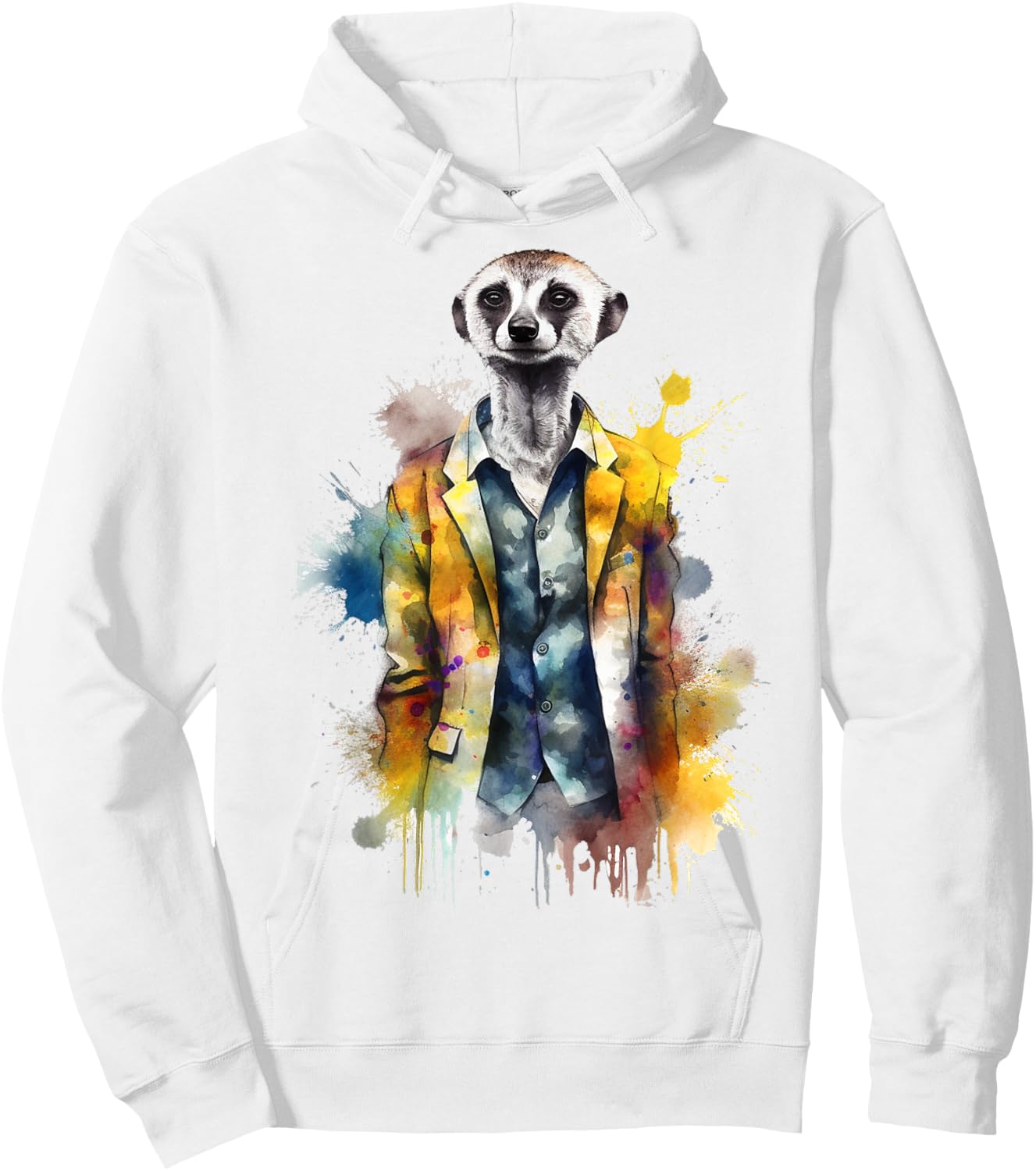 Meerkat Lover Artwork | Animal Motif Meerkat Hoodie - Hoodie | White
