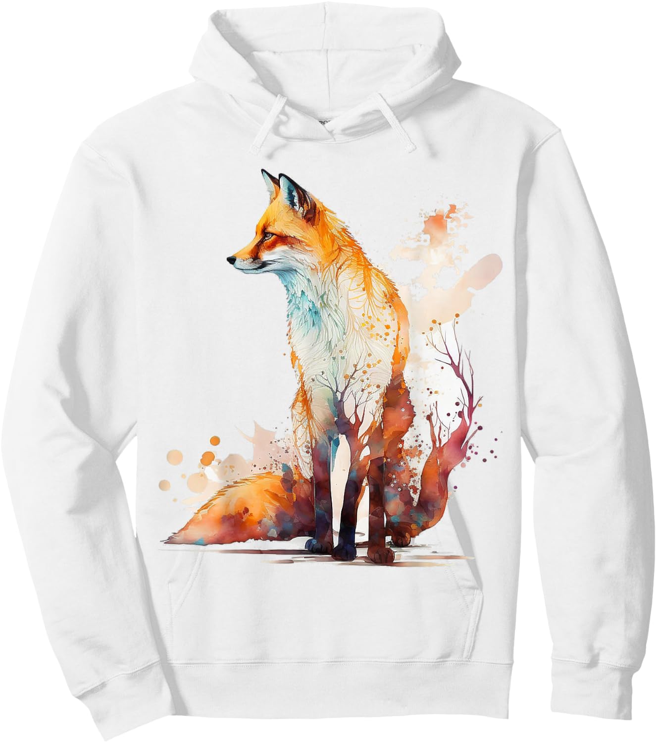 Fox Art Animal Lover Motif Animal Artwork Fox Hoodie - Hoodie | White