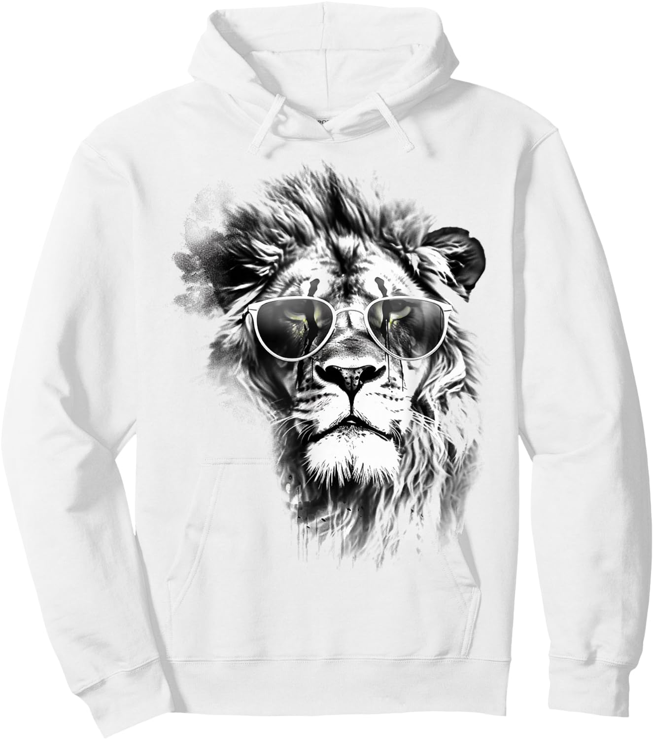 Lion Sunglasses - Art Animal Drawing Lion Hoodie - Hoodie | White