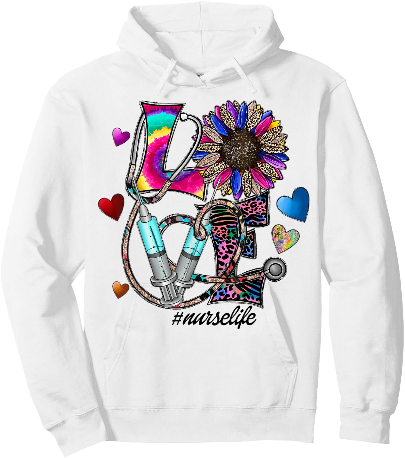 Nurse Life for Registered Nurse Leopard Nurse's Week Hoodie - Hoodie | White