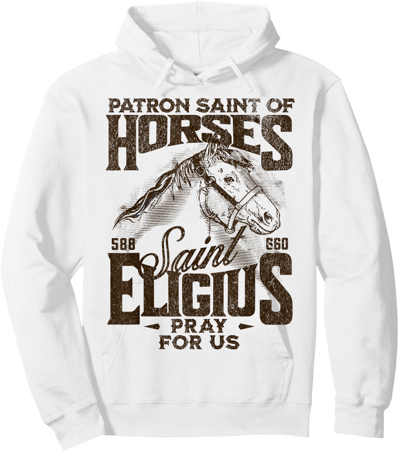 St Eligius Patron Saint of Horses Catholic Saint Horseback Hoodie - Hoodie | White