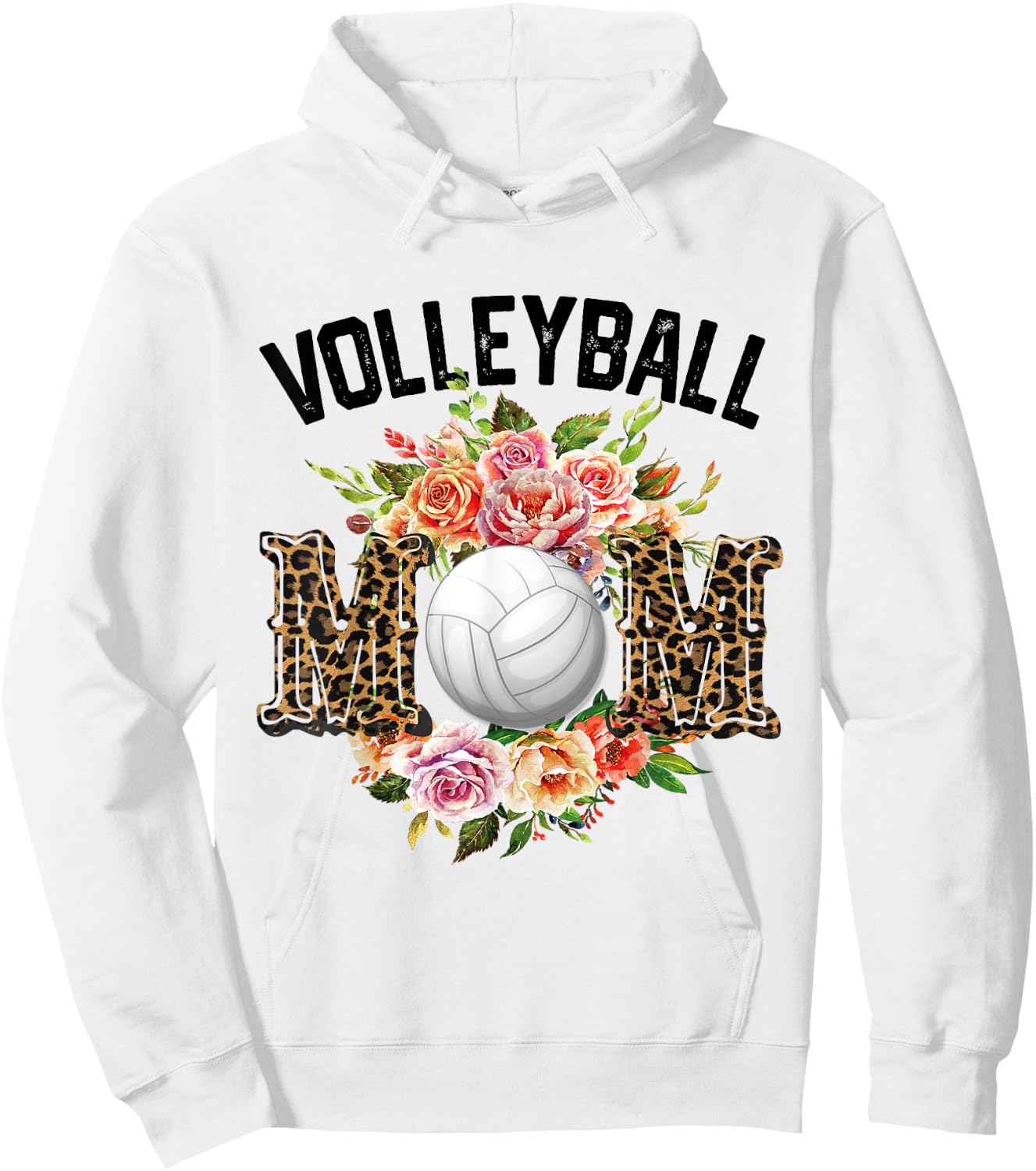 Volleyball Mom Floral Flowers Volleyball Mothers Day 2024 Hoodie - Hoodie | White