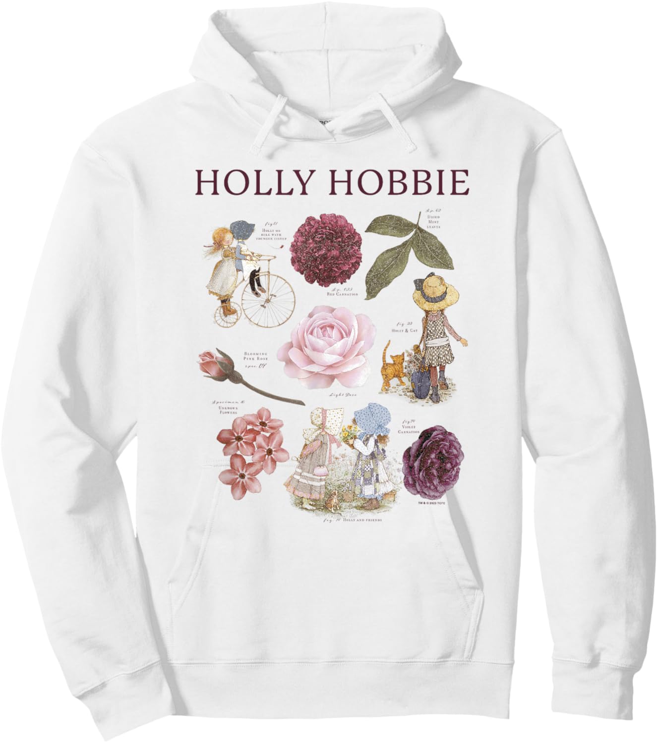 Holly Hobbie Text Book Charming Floral Portrait Hoodie - Hoodie | White