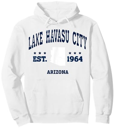 Lake Havasu City Arizona AZ Vintage Athletic Navy Hoodie - Hoodie | White
