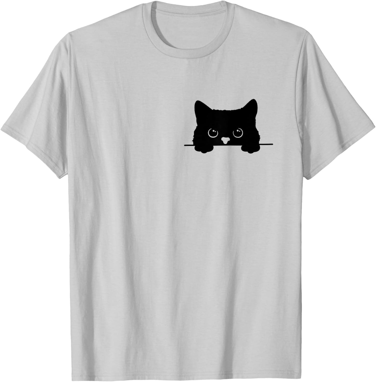 Pocket Black Cat Lover Cat Mom Cat Dad T-Shirt - T-Shirt | Ash