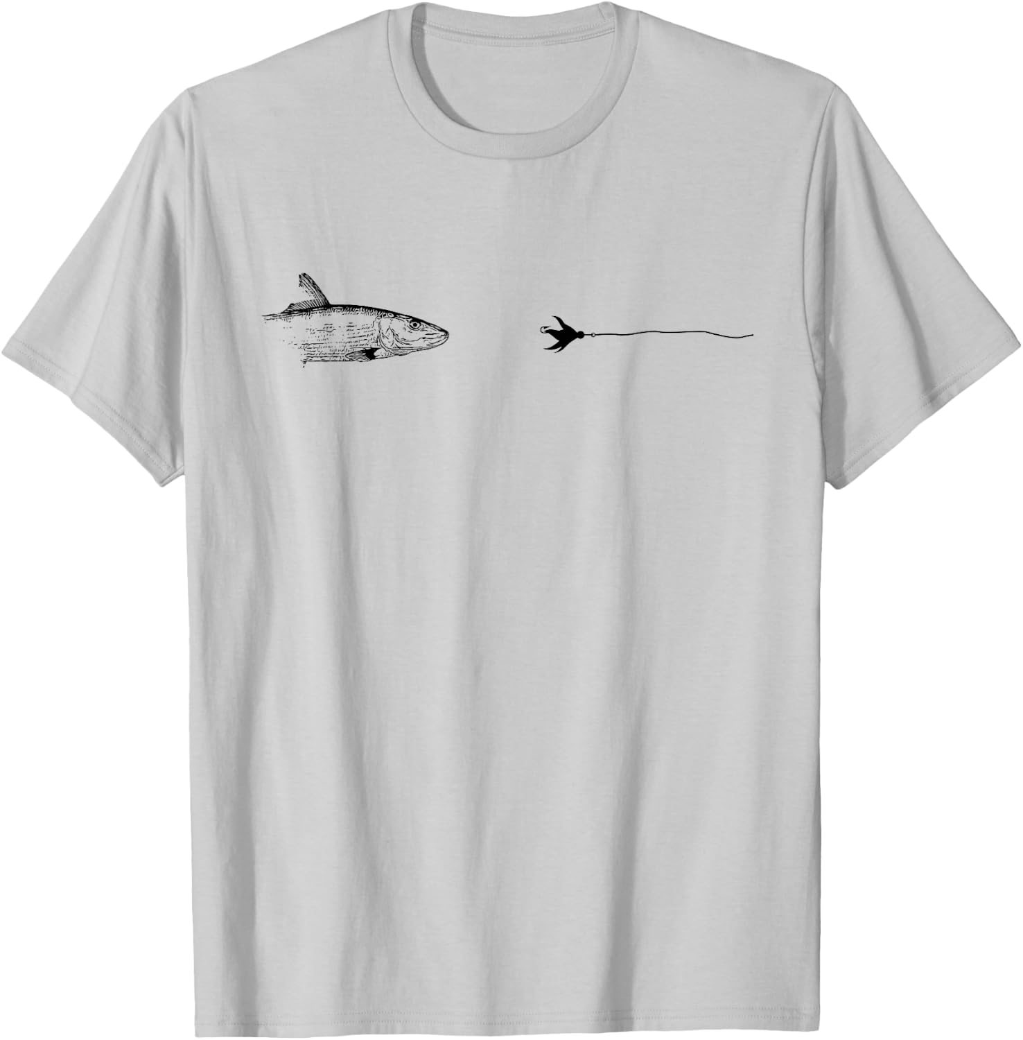 Graphic Fly Fishing Hook Line - Fish Bonefish T-Shirt - T-Shirt | Ash
