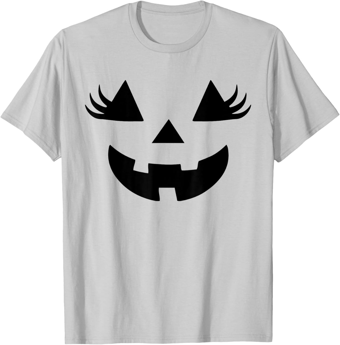 Jack O Lantern Face Pumpkin Eyelashes Halloween Women Girls T-Shirt - T-Shirt | Ash