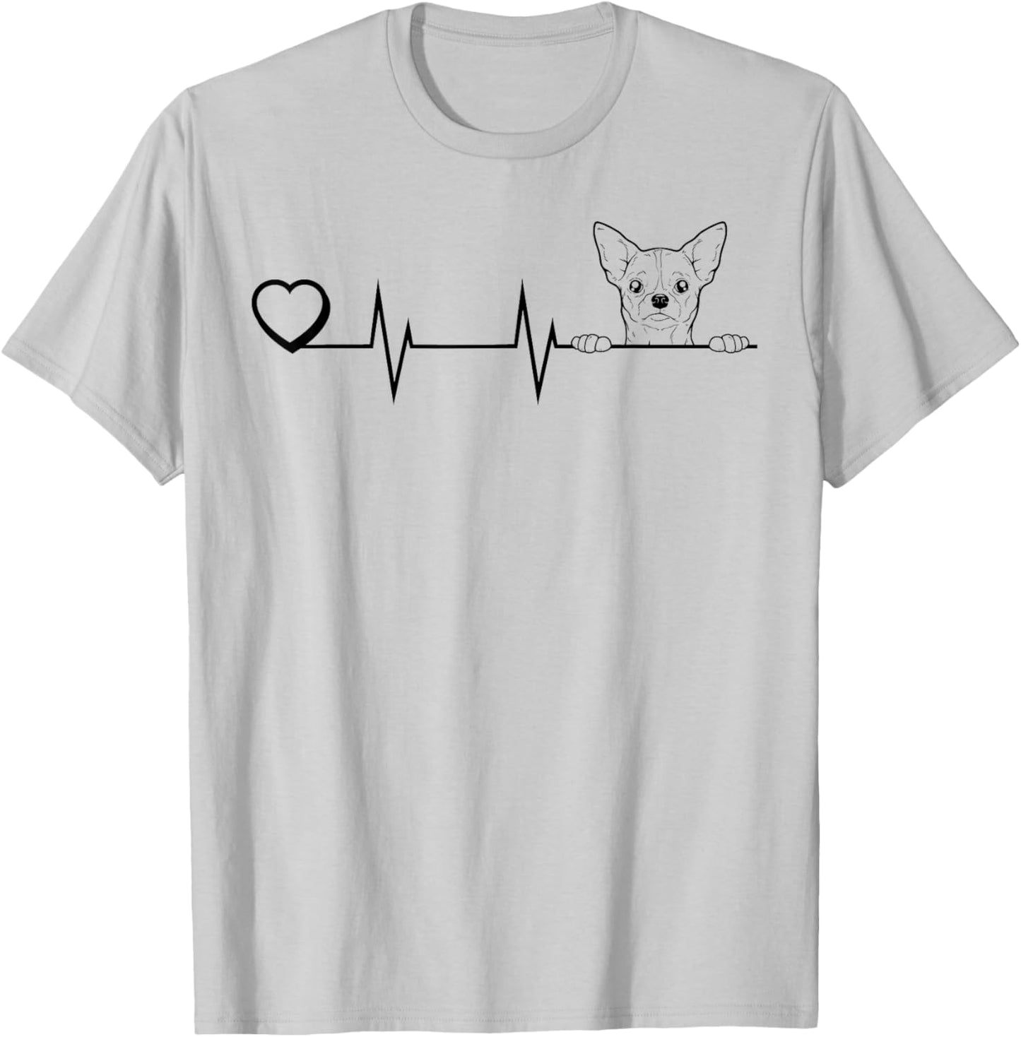 Chihuahua Heartbeat Dog Breed Chihuahua Heart Men Women Kids T-Shirt - T-Shirt | Ash