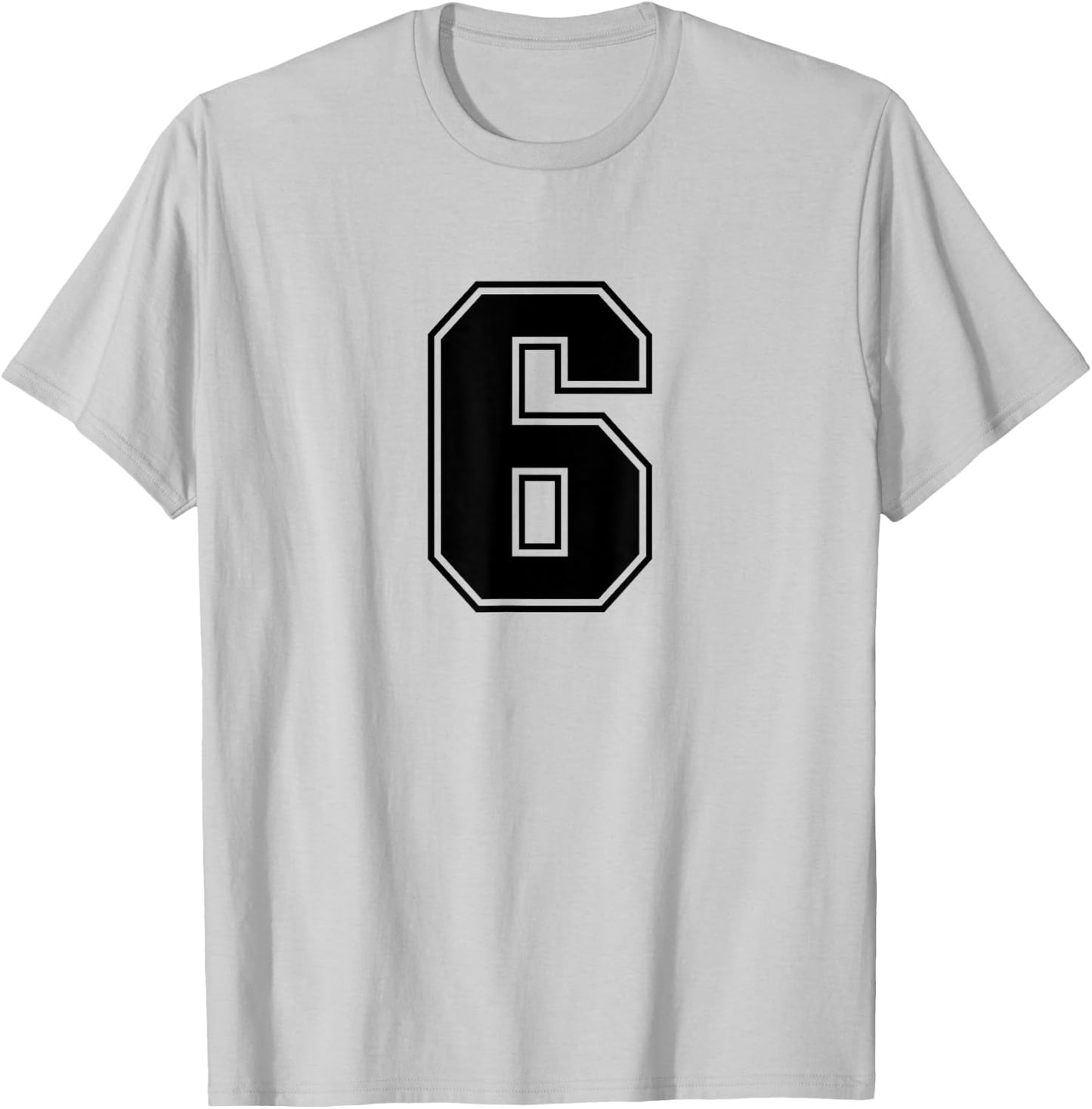 Number #6 Black Sports Fan Jersey Number T-Shirt - T-Shirt | Ash