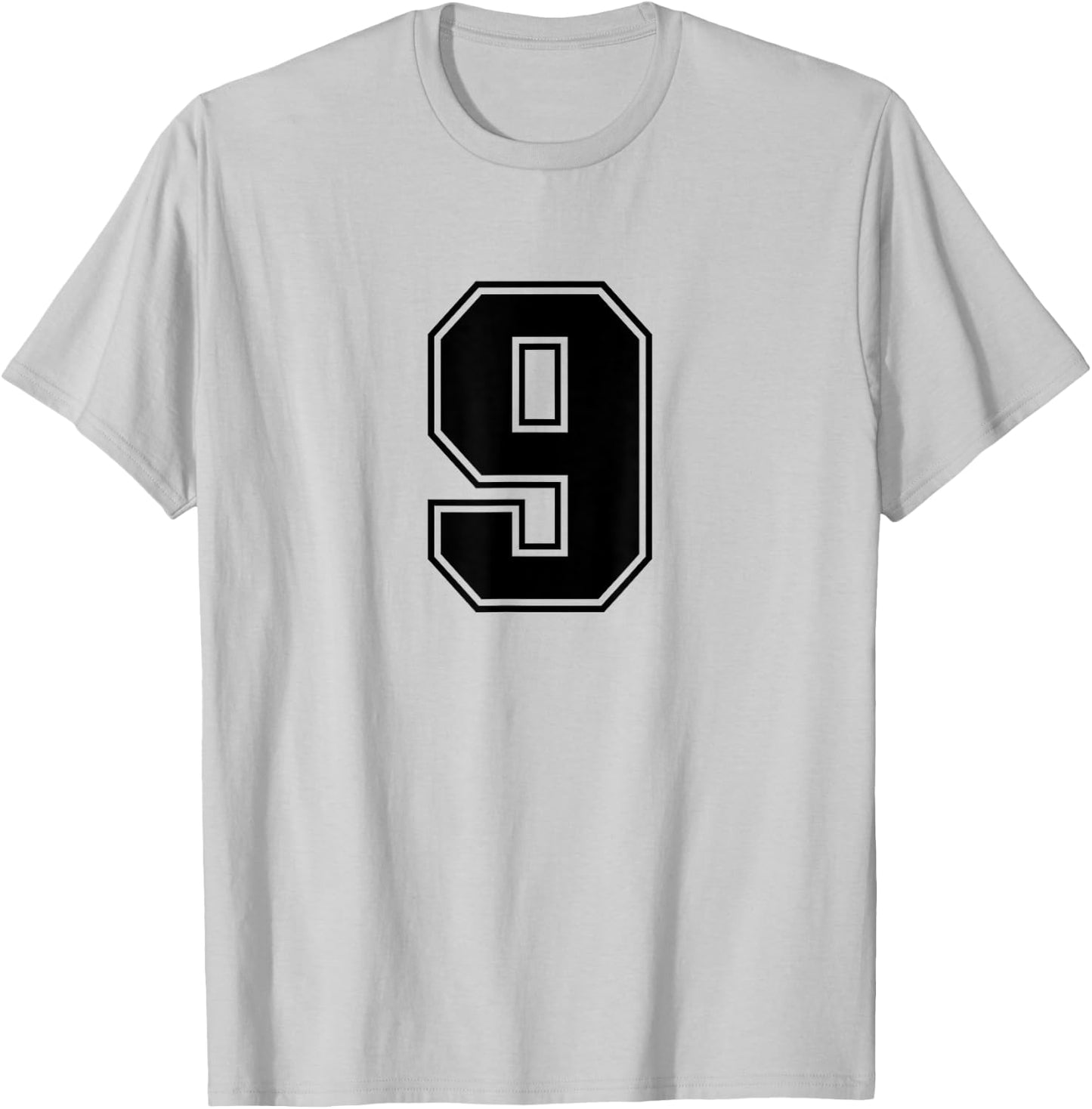 Number #9 Black Sports Fan Jersey Number T-Shirt - T-Shirt | Ash