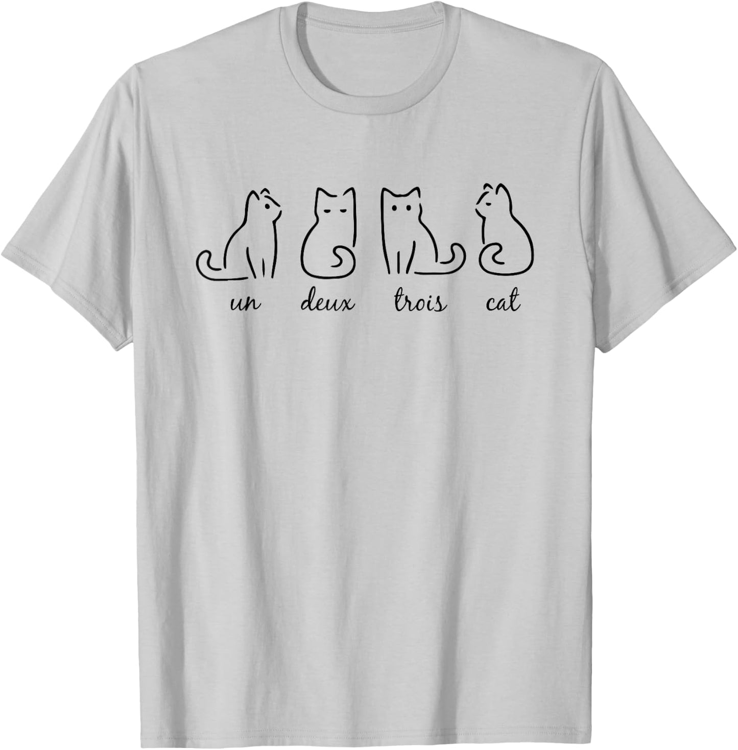 Un Deux Trois Cat Cute Kitten Funny French Cat lover Women Girls Kids T-Shirt - T-Shirt | Ash