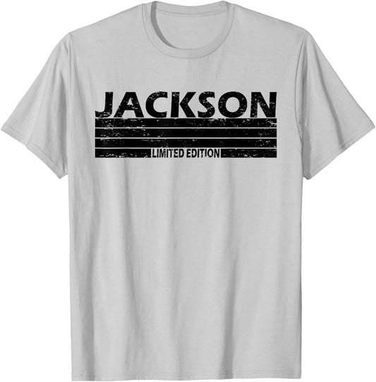 Jackson Surname Limited Edition Retro Vintage Style Sunset T-Shirt - T-Shirt | Ash