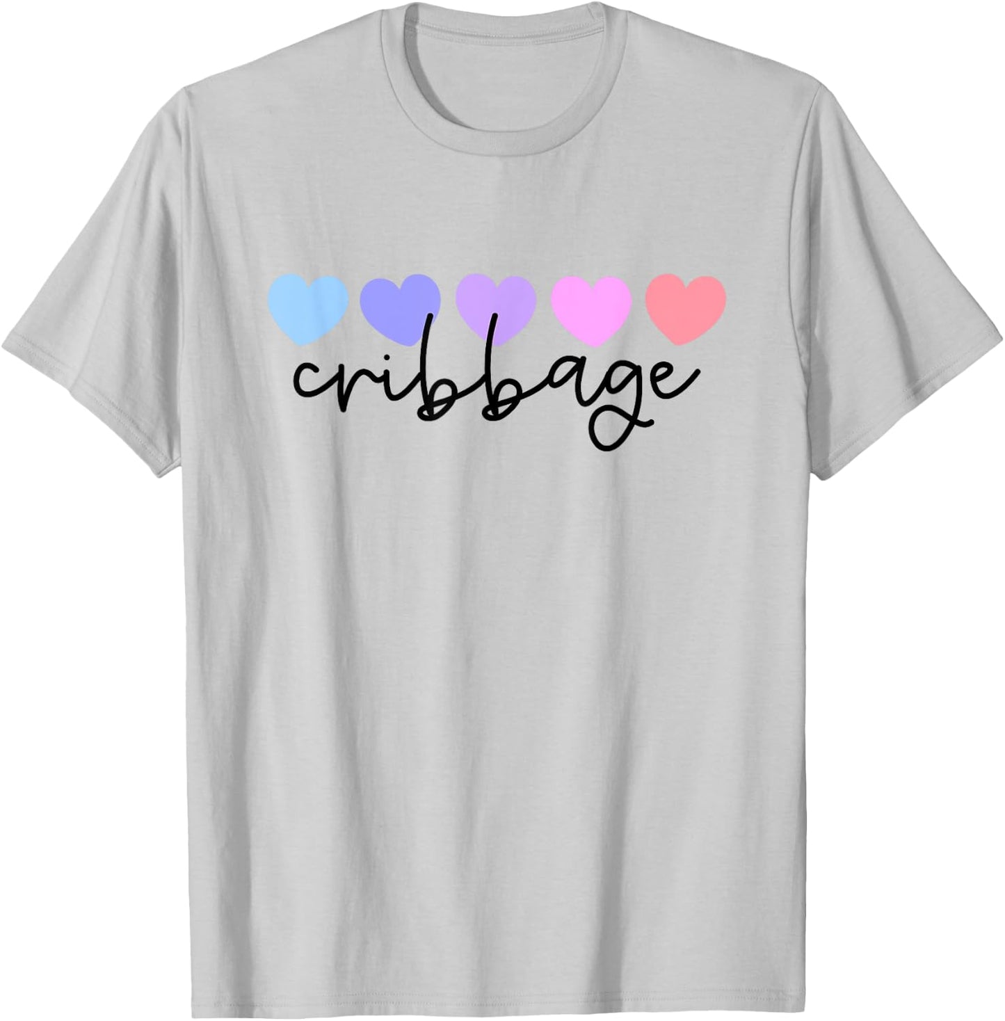 Cribbage Lover Heart Women or Girls T-Shirt - T-Shirt | Ash