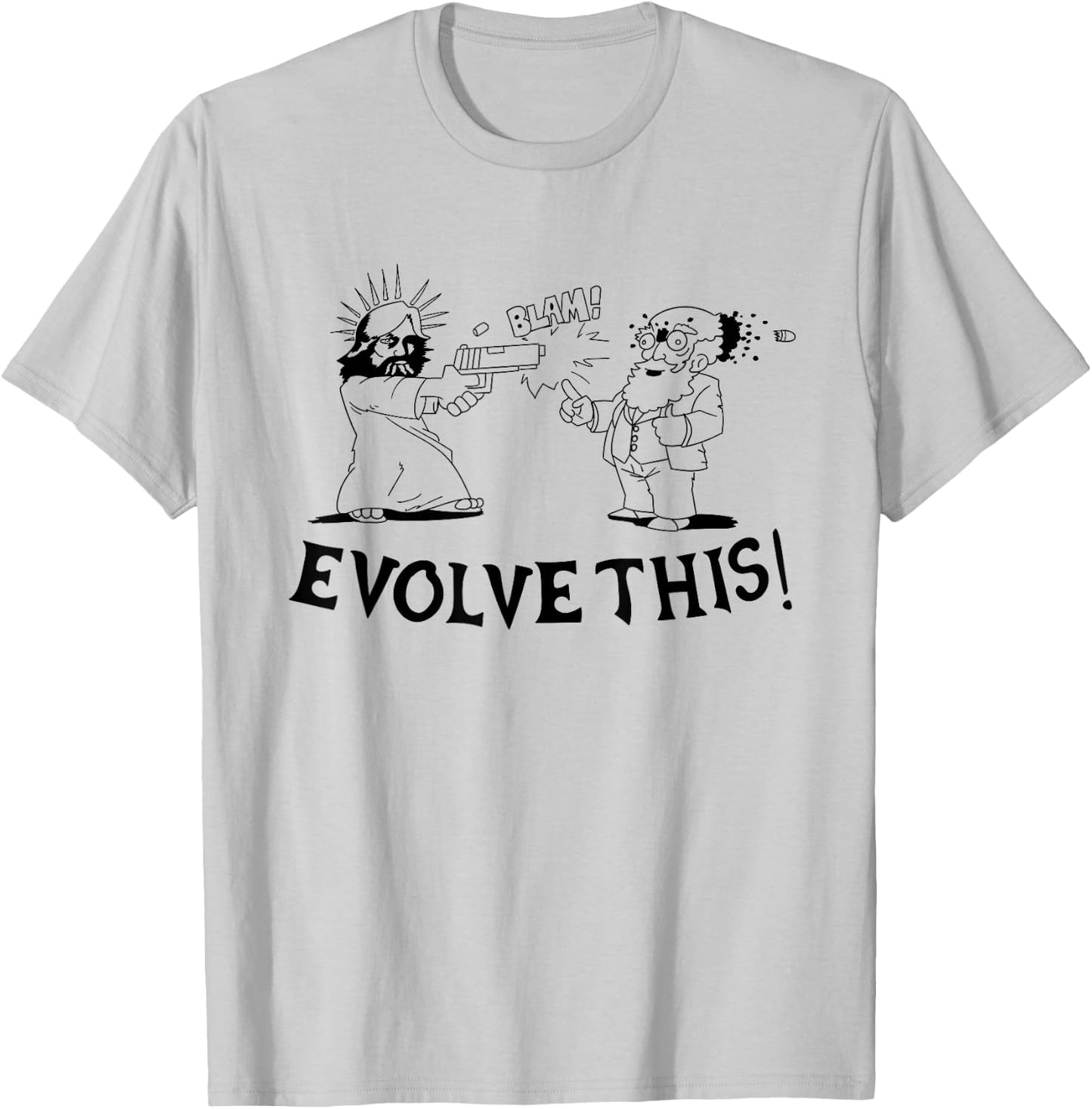 Evolve This - Jesus and Darwin T-Shirt - T-Shirt | Ash