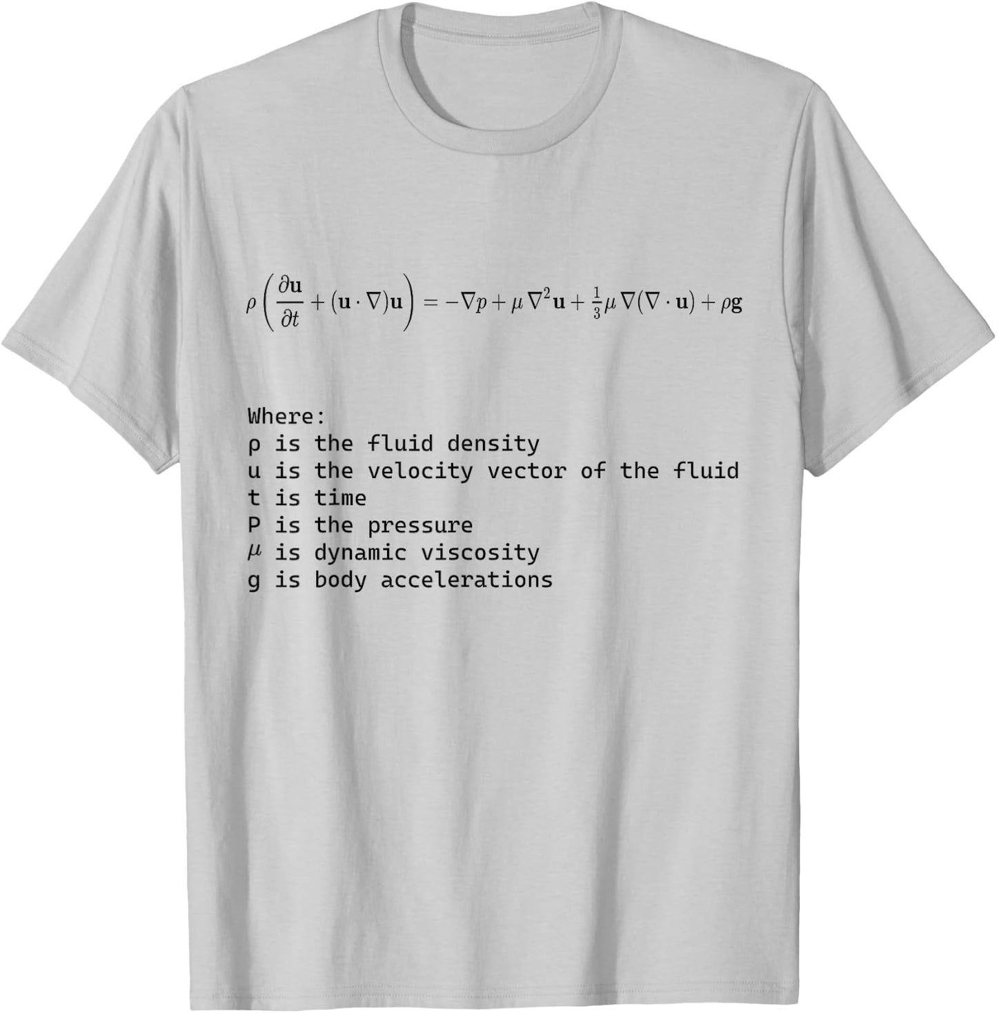 Navier Stokes Equation Fundamental Fluid Dynamics T-Shirt - T-Shirt | Ash