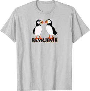 Two Cute puffins from Reykjavík Iceland T-Shirt - T-Shirt | Ash