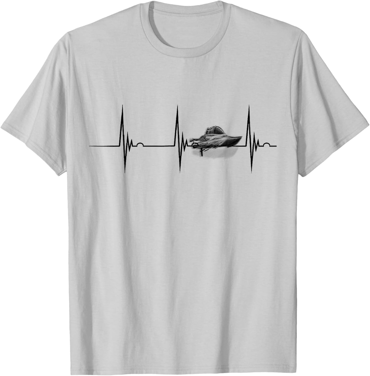 Heartbeat EKG Pulse Boater Motor Boating Drag Boat Racing T-Shirt - T-Shirt | Ash