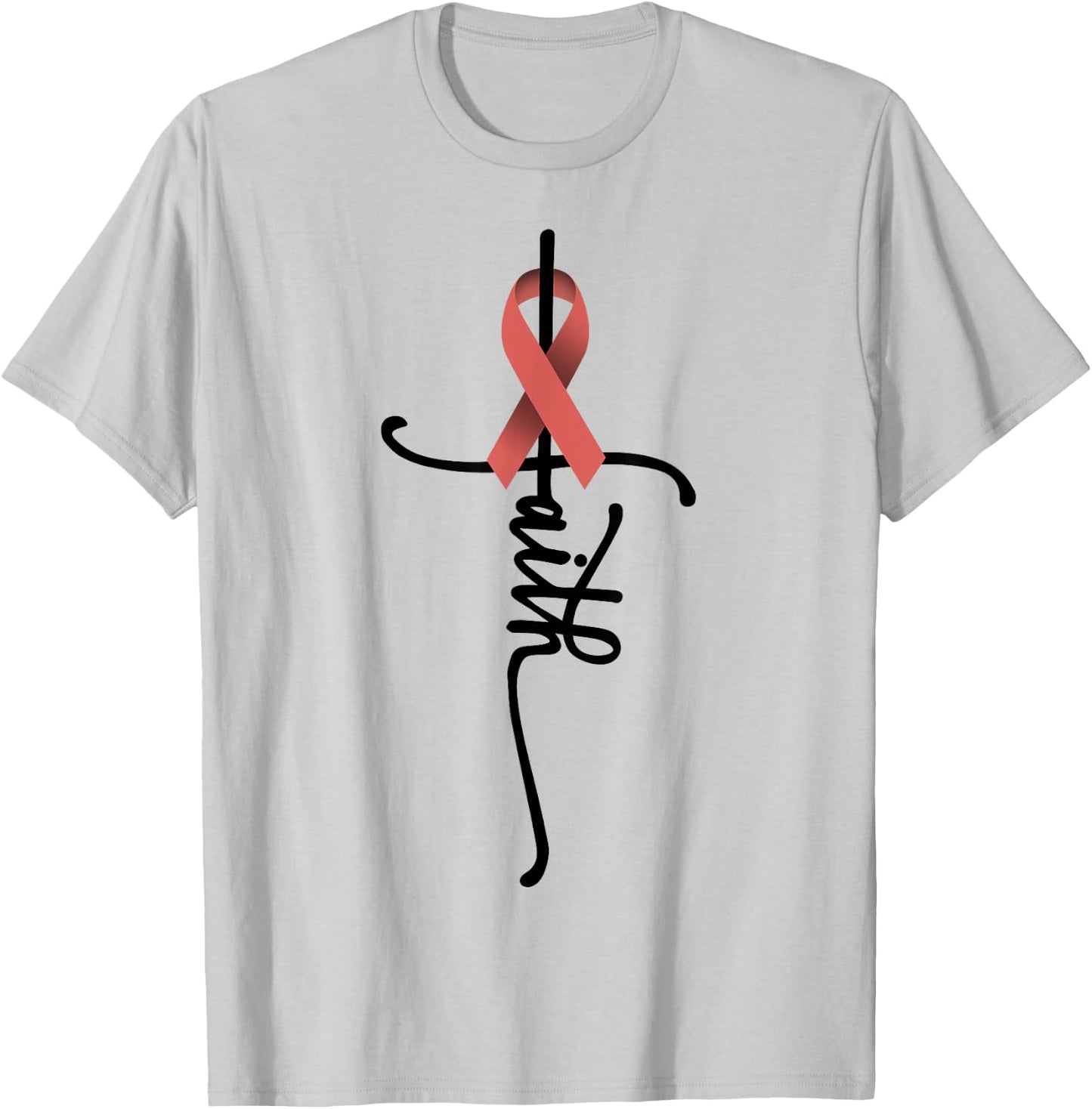 Uterine Cancer Faith Endometrial Cancer Awareness Support T-Shirt - T-Shirt | Ash