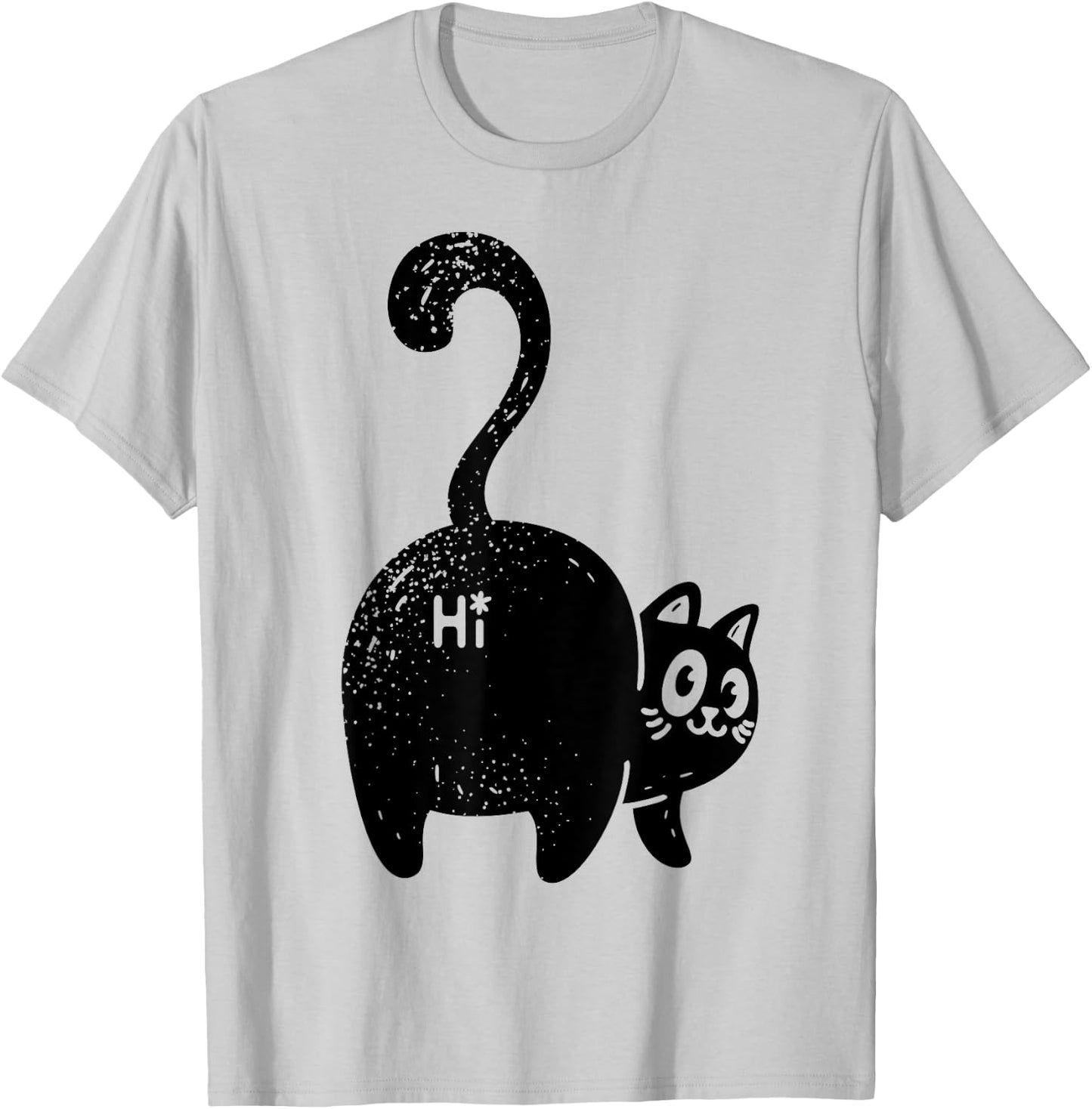 Funny Hello Black Cat Butt Gift Cat Lovers Men Women Girls Kids T-Shirt - T-Shirt | Ash