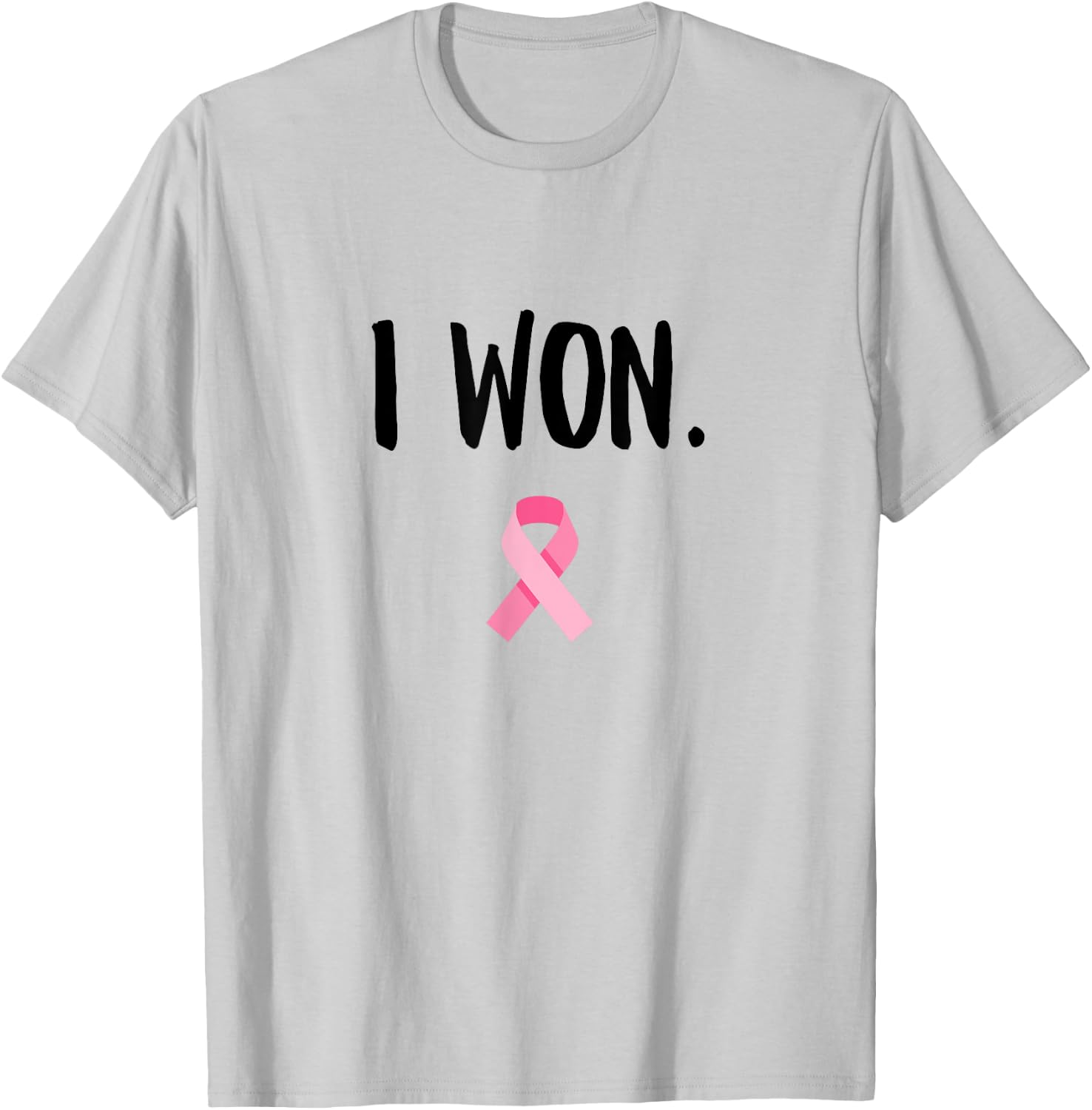 I Won Pink Ribbon Survivor Breast Cancer Awareness T-Shirt - T-Shirt | Ash