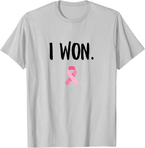 I Won Pink Ribbon Survivor Breast Cancer Awareness T-Shirt - T-Shirt | Ash