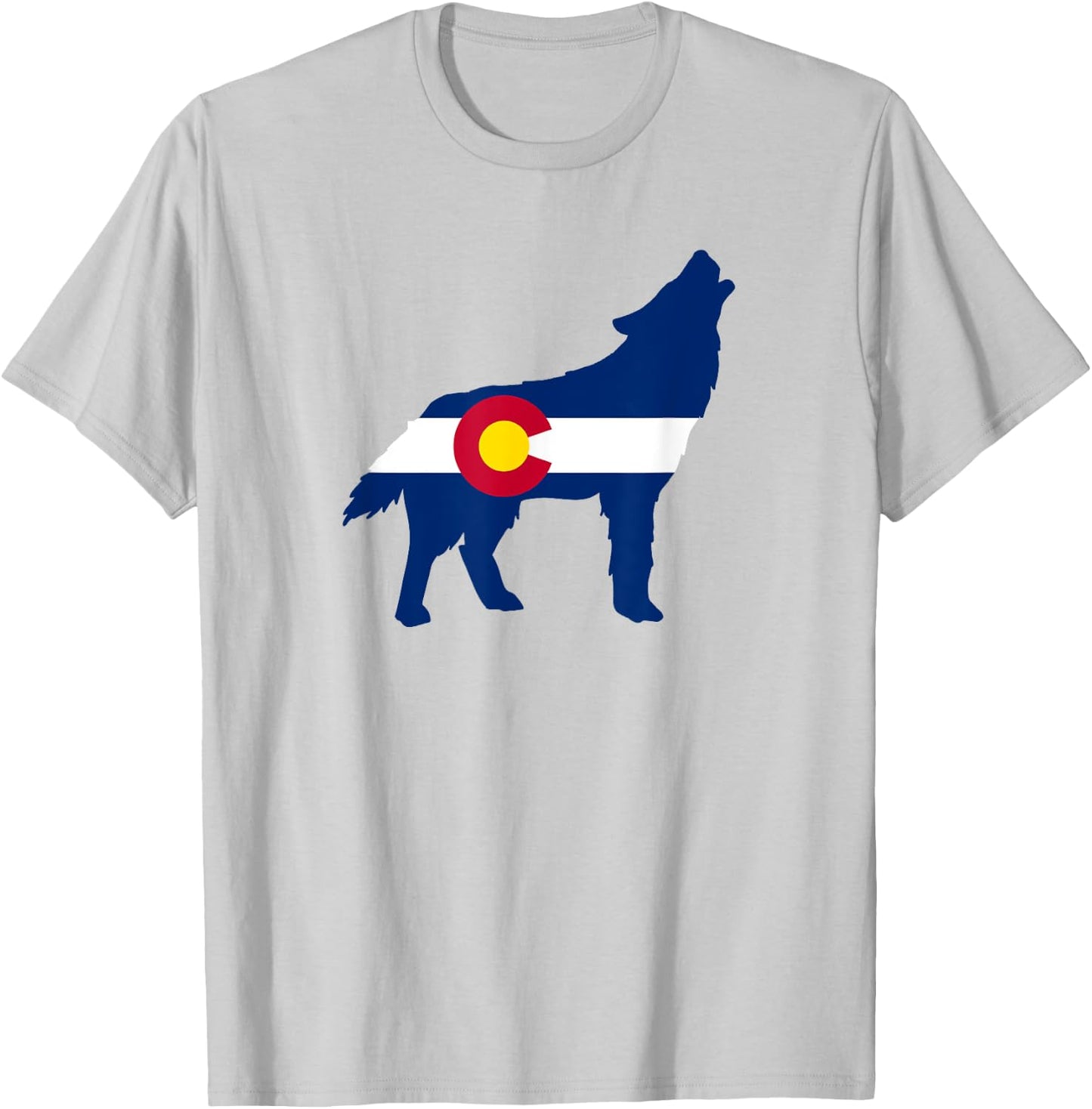 Colorado Flag Wolf Howling T-Shirt - T-Shirt | Ash