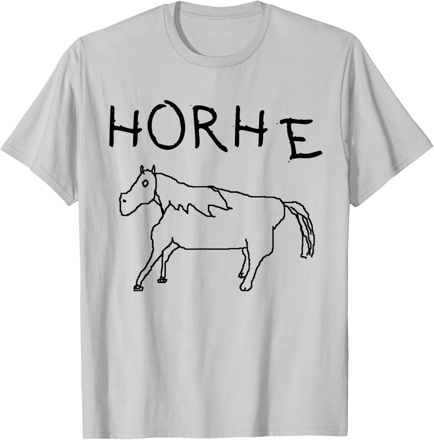 Horhe Terrible Cringe Horse Graphic Weird Absurd Joke Gen Z T-Shirt - T-Shirt | Ash