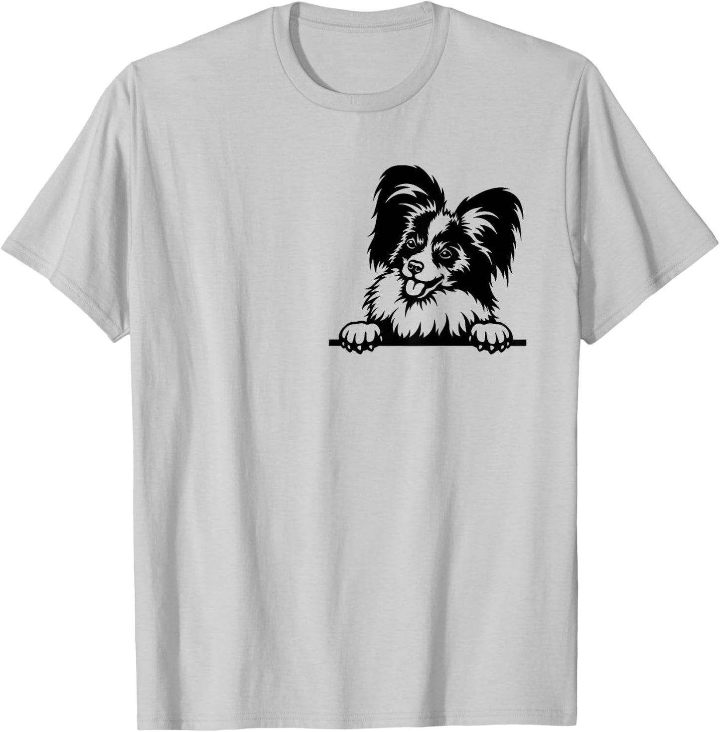 Funny Papillion Dog Inside Pocket Lovers Dog Gift Men Women T-Shirt - T-Shirt | Ash