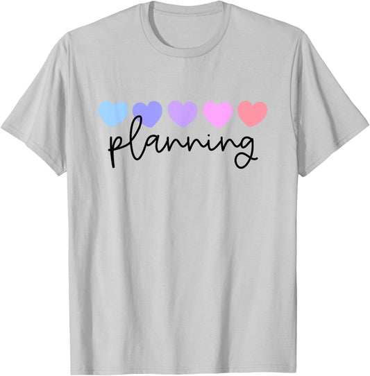 Planner or Planning Lover Heart Women Girls or Mom T-Shirt - T-Shirt | Ash