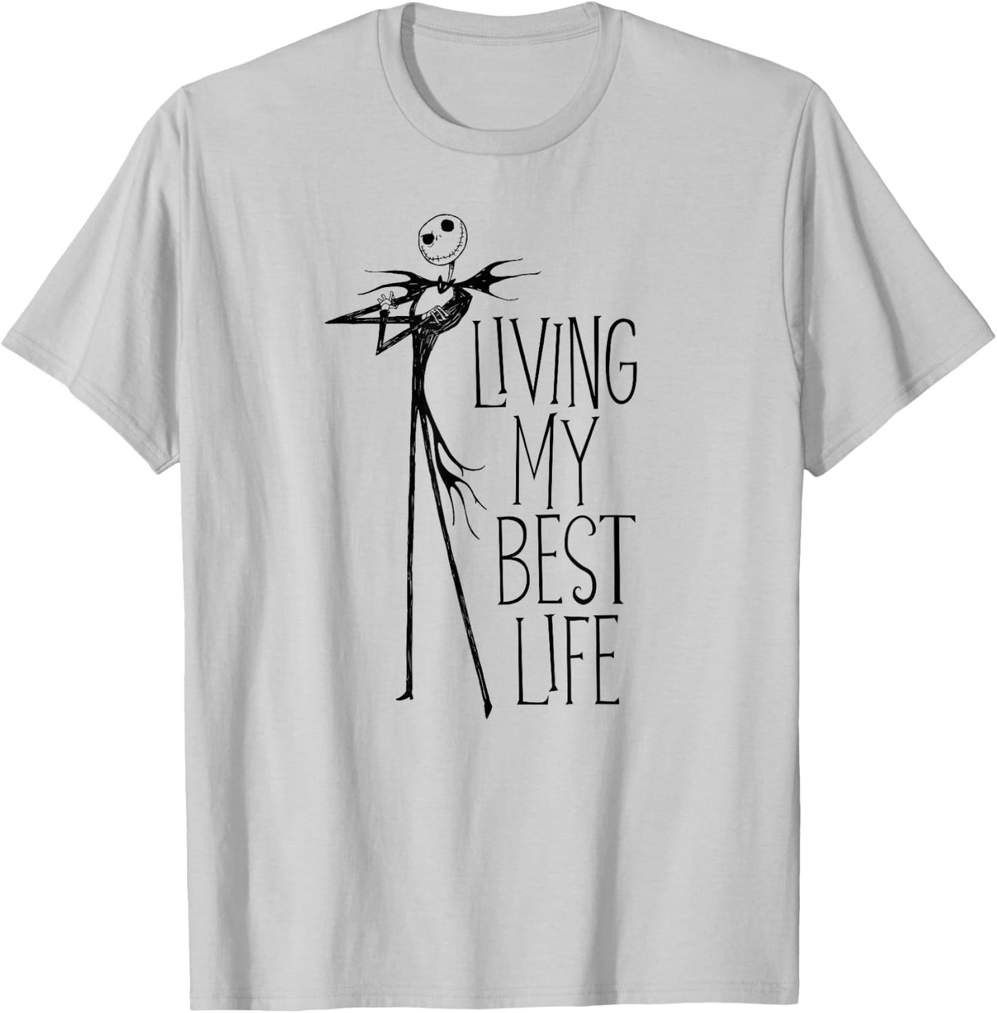 Amazon Essentials Men's Nightmare Before Christmas Jack Living My Best Life Graphic , White, Small T-Shirt - T-Shirt | Ash