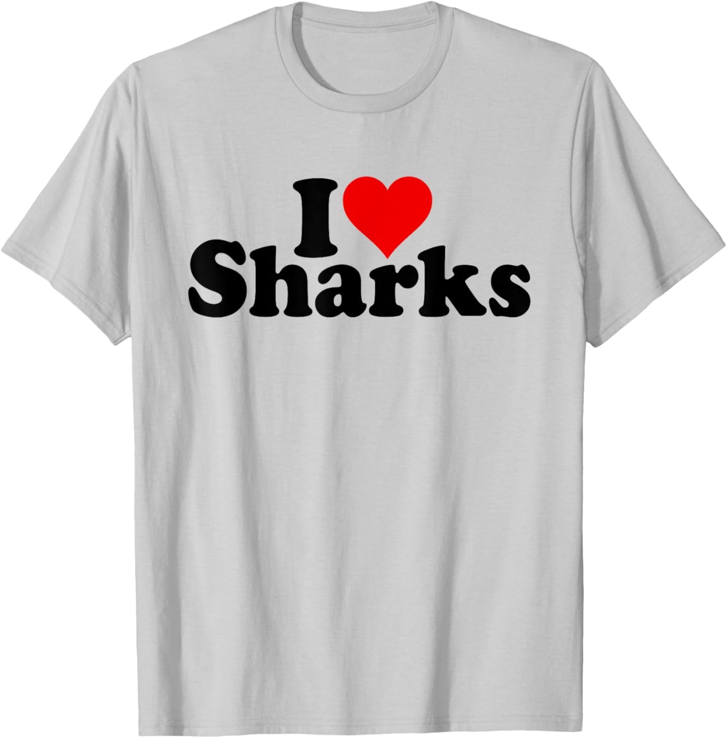 I Love Heart Sharks T-Shirt - T-Shirt | Ash