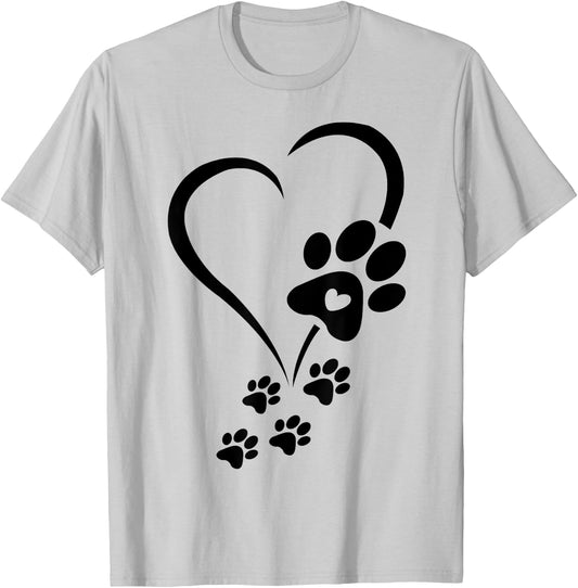 Dog Paw Heart Baby Dogs - Dog Paws Hearts Dog Paw Print T-Shirt - T-Shirt | Ash