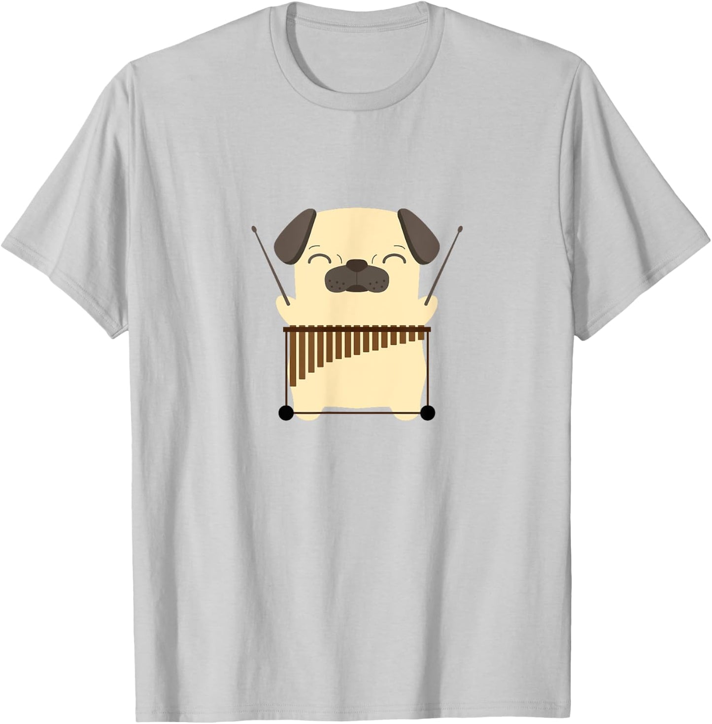 Pug with Vibraphone Vibraphonist Gift T-Shirt - T-Shirt | Ash