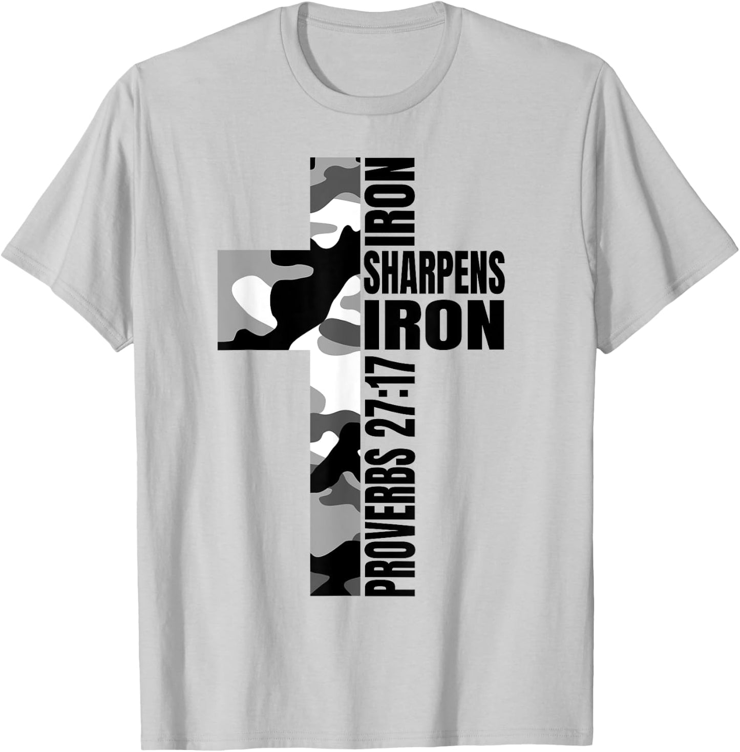 White Camo Iron Sharpens Iron Christian Verse Easter Family T-Shirt - T-Shirt | Ash