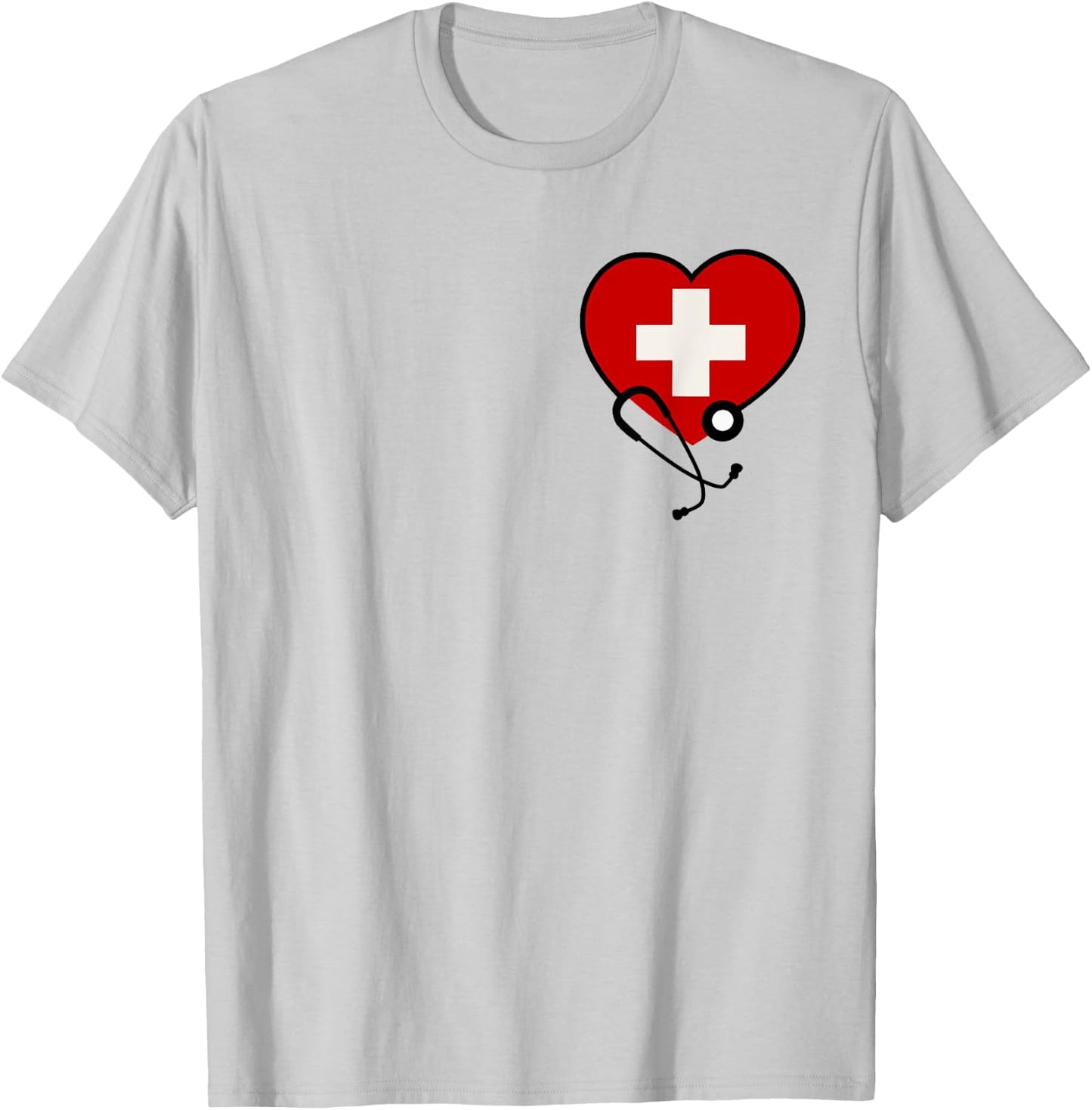 Medical Nurse Doctor Costume Uniform Red Cross Stethoscope T-Shirt - T-Shirt | Ash
